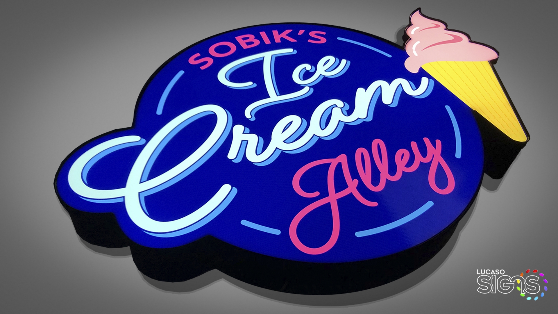Ice cream custom logos illuminated 