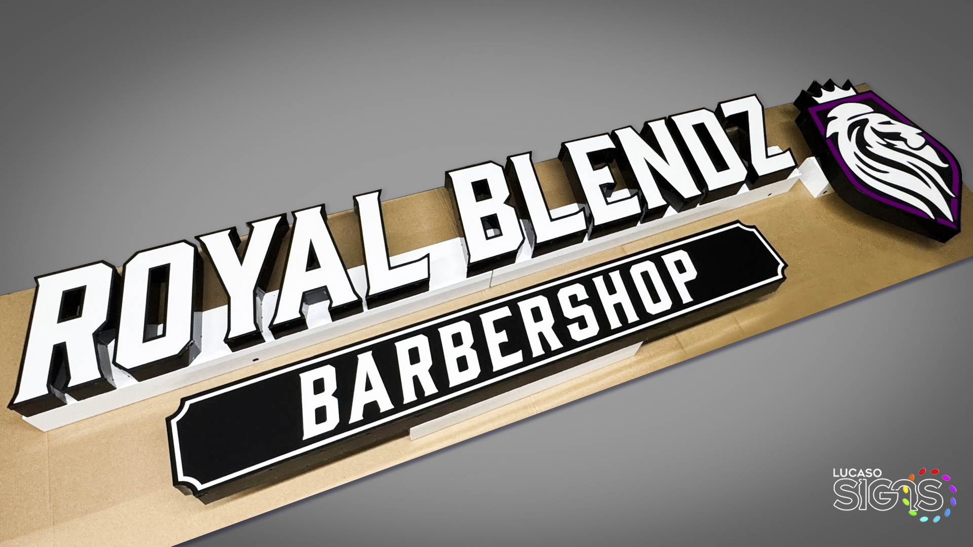 Barber shop and logo channel letters on raceways by lucaso signs