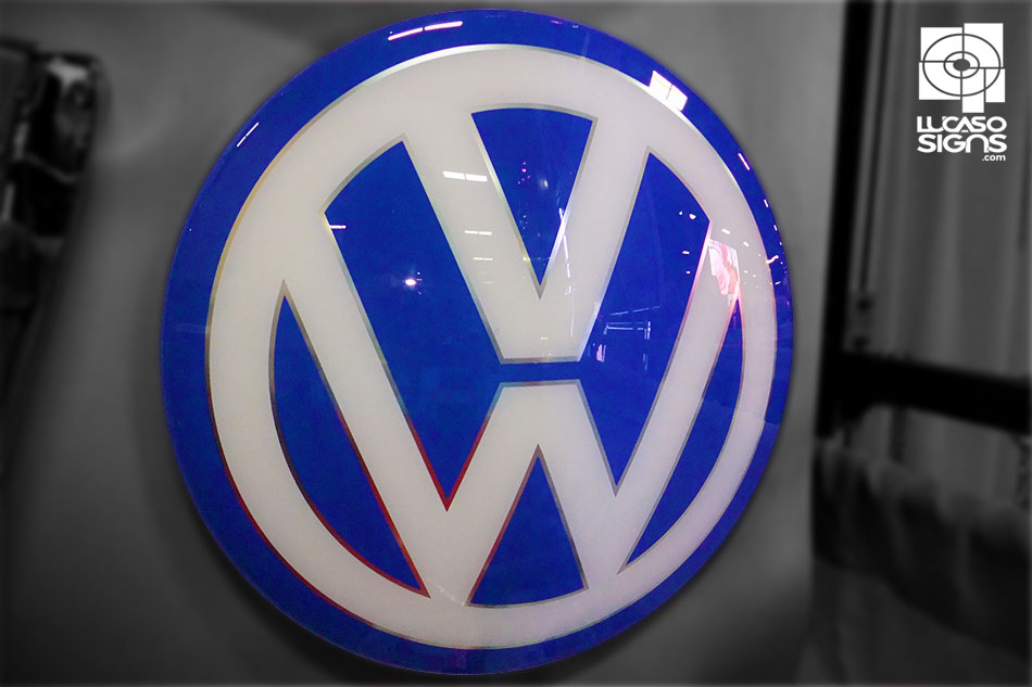 VW Car dealer emblem thermoformed acrylic sign by lucaso signs