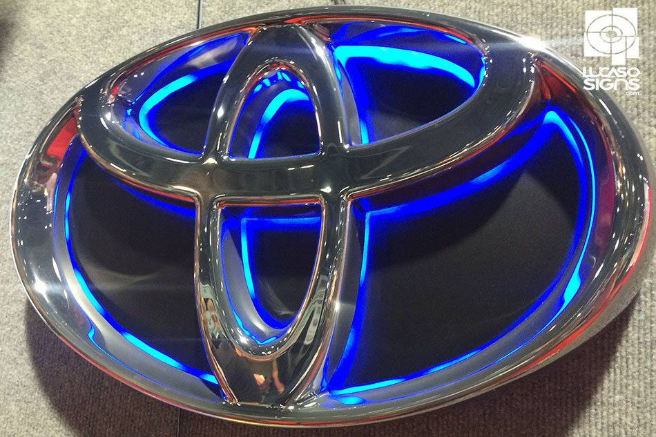 Car dealer emblem chromed thermoformed acrylic sign by lucaso signs