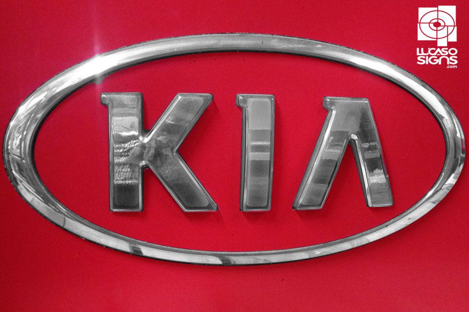 Kia Chrome Emblem thermoformed acrylic sign by lucaso signs