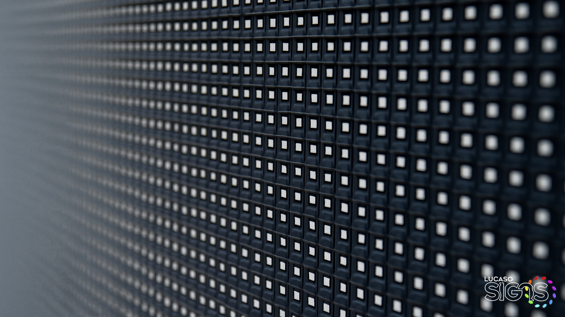 Close-up view of high-resolution LED display module by Lucaso Signs.