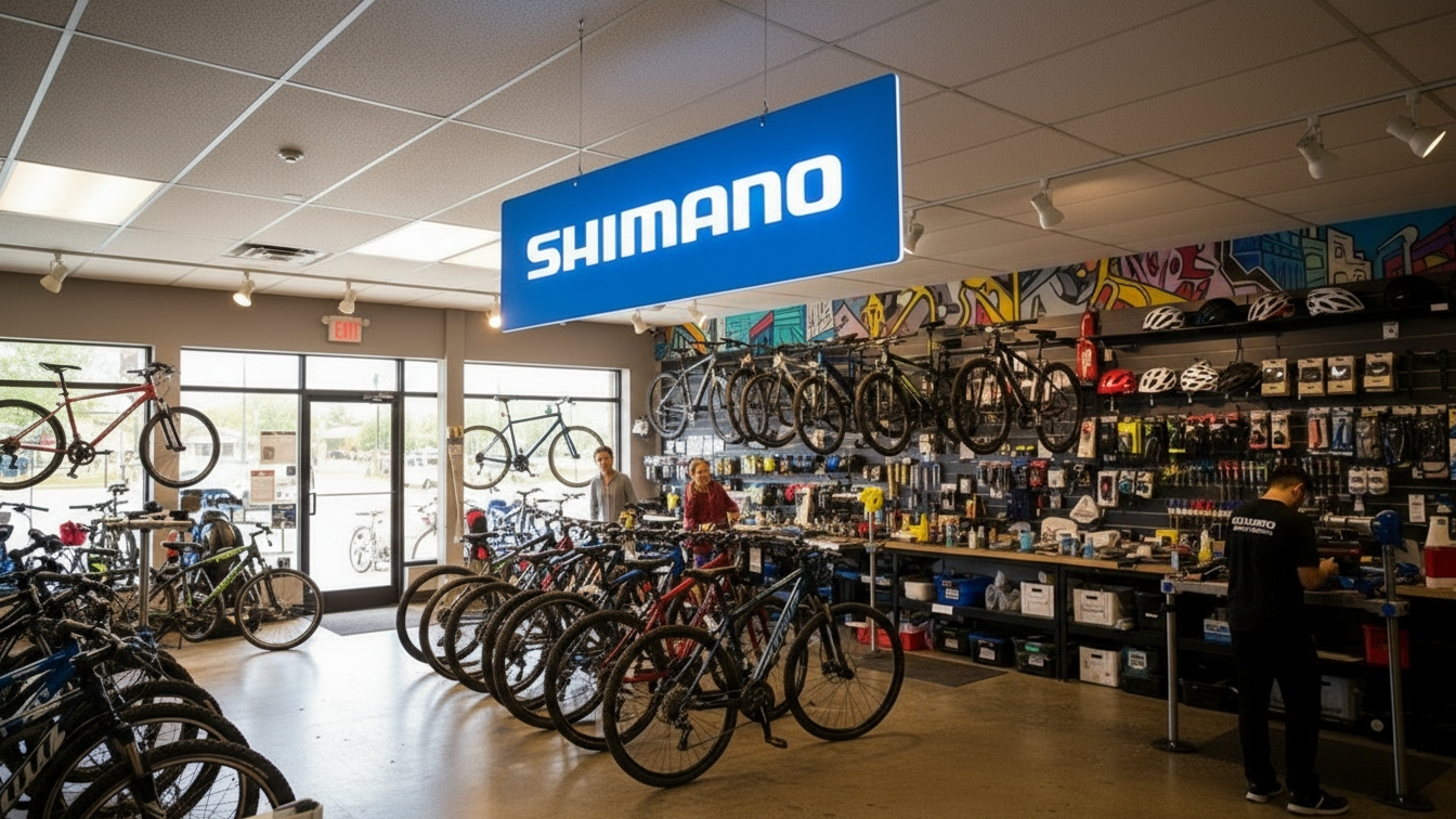 Shimano bike shop sign ultra thin light boxes double sided by Lucaso Signs